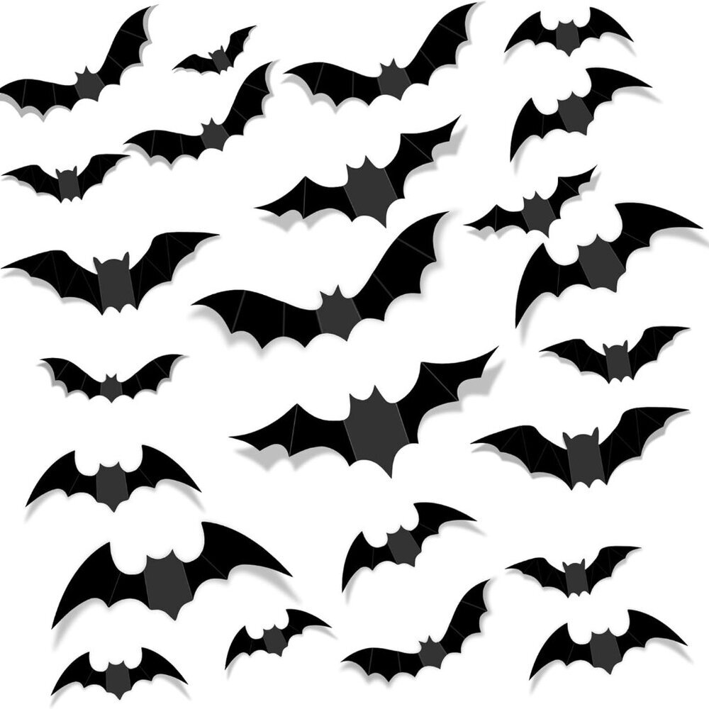 68Pcs Bats Wall Decor,Halloween Decorations 3D Bat Stickers,Halloween Decor Indo